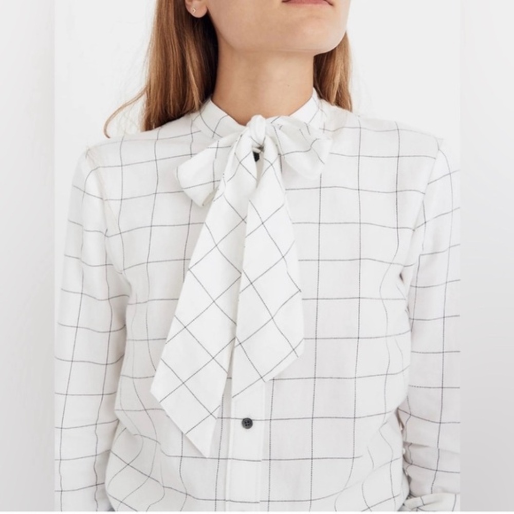 NWOW Madewell Flannel Tie-Neck Shirt Windiowpane
Pattern - Size XL